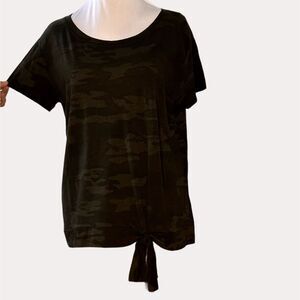 Sanctuary Camo T-Shirt Knit Top Green Gray S
